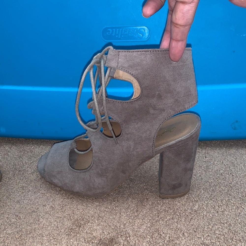 Qupid lace up heeled sandals